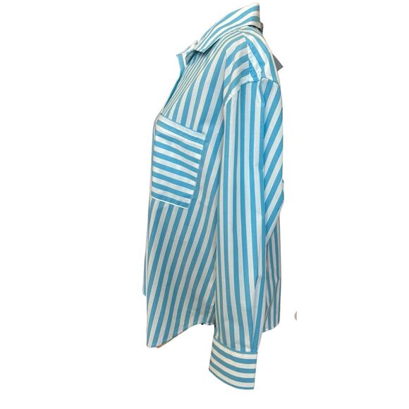 New ~ CASA CABANA ~ Bethany Short Stripe Shirt Size M FALL Nordstrom OVERSIZED - Picture 4 of 7